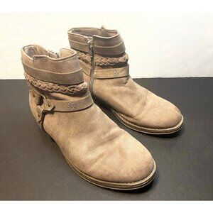 Kohls Dakota Stone Ankle Boots youth girls 4 med 73277 leather block heel brown